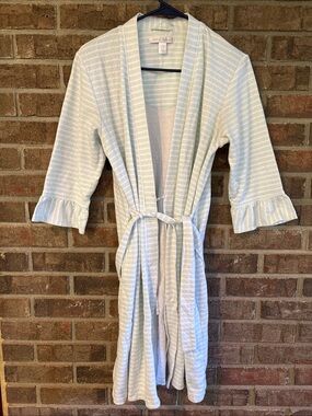 Carol Hochman Light Blue & White Striped Women's Robe